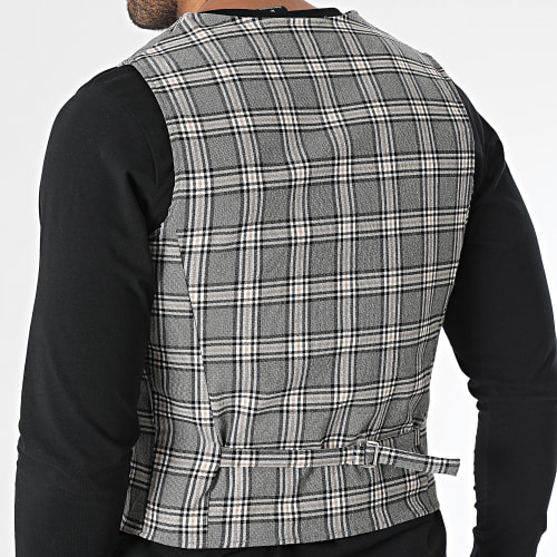 Gilet A Carreaux Gris
