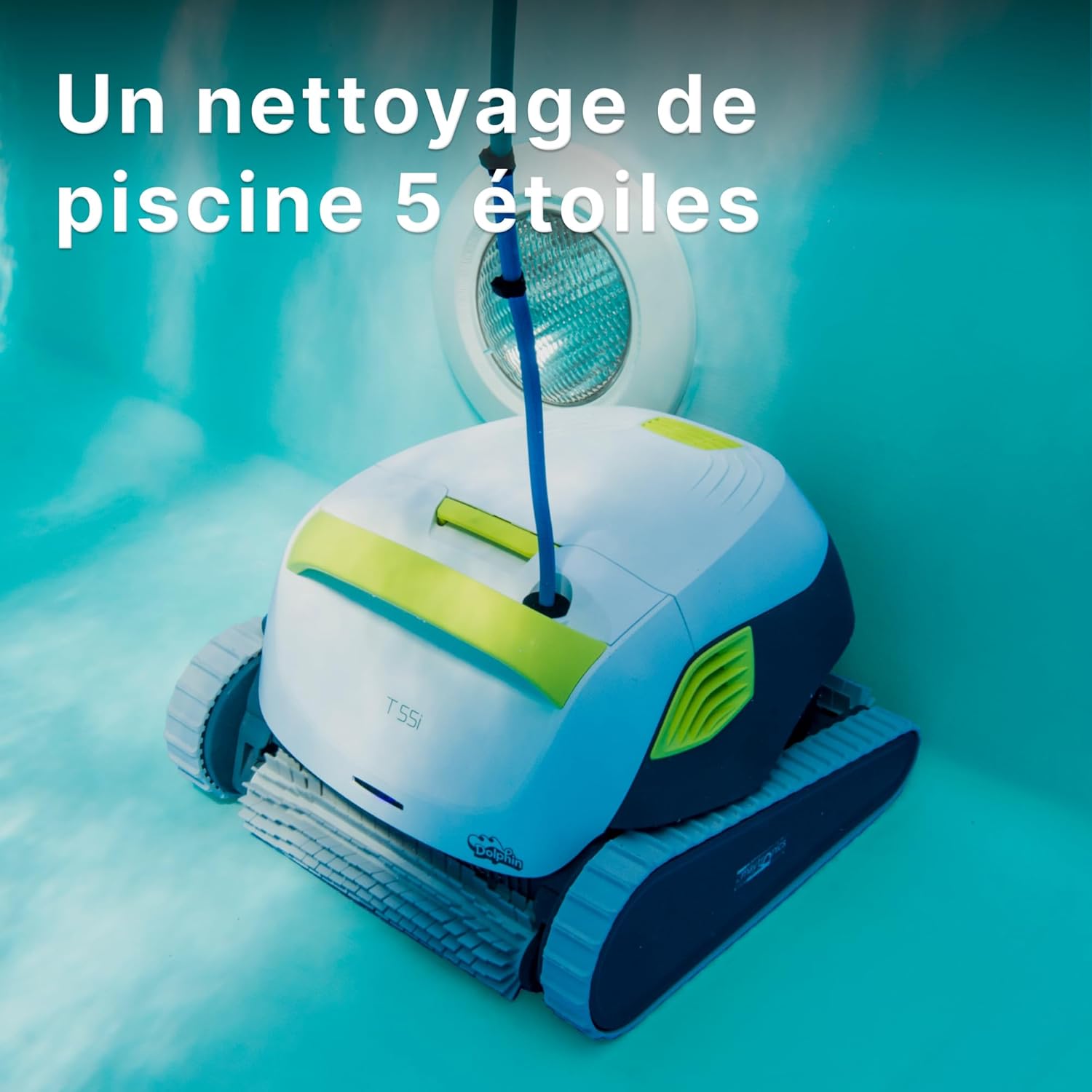 Dolphin T55i Robot Nettoyeur électrique avec Fil pour Piscine Hors-Sol Jusqu’à 12 m - Nettoyage Fond, parois et Ligne d'eau - Connectivité avec app