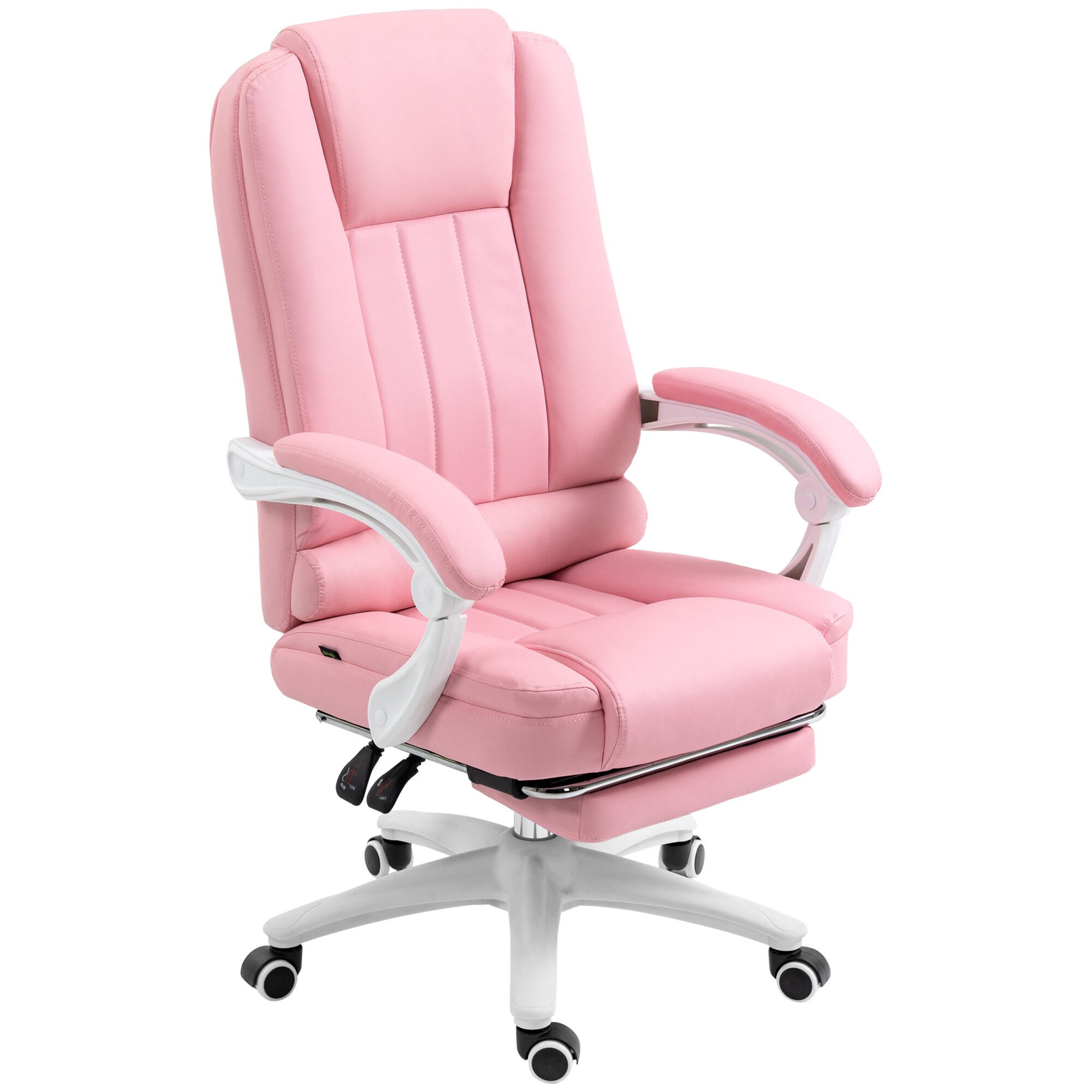 Vinsetto Bürostuhl mit Liegefunktion und Armlehnen rosa 65L x 68B x 107-116H cm