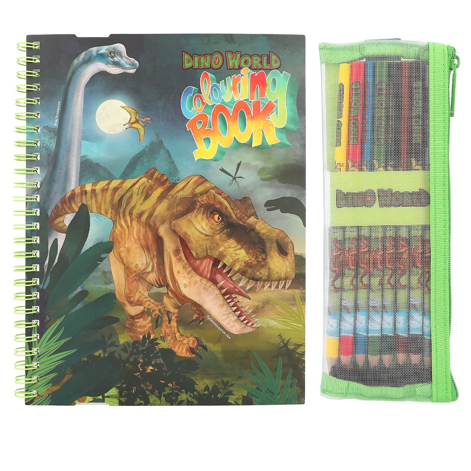 Dino World - Malebog med farveblyanter - (412746)