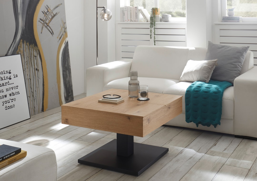 CASAVANTI Couchtisch ASHTON 79 x 79 cm Metall Eiche furniert
