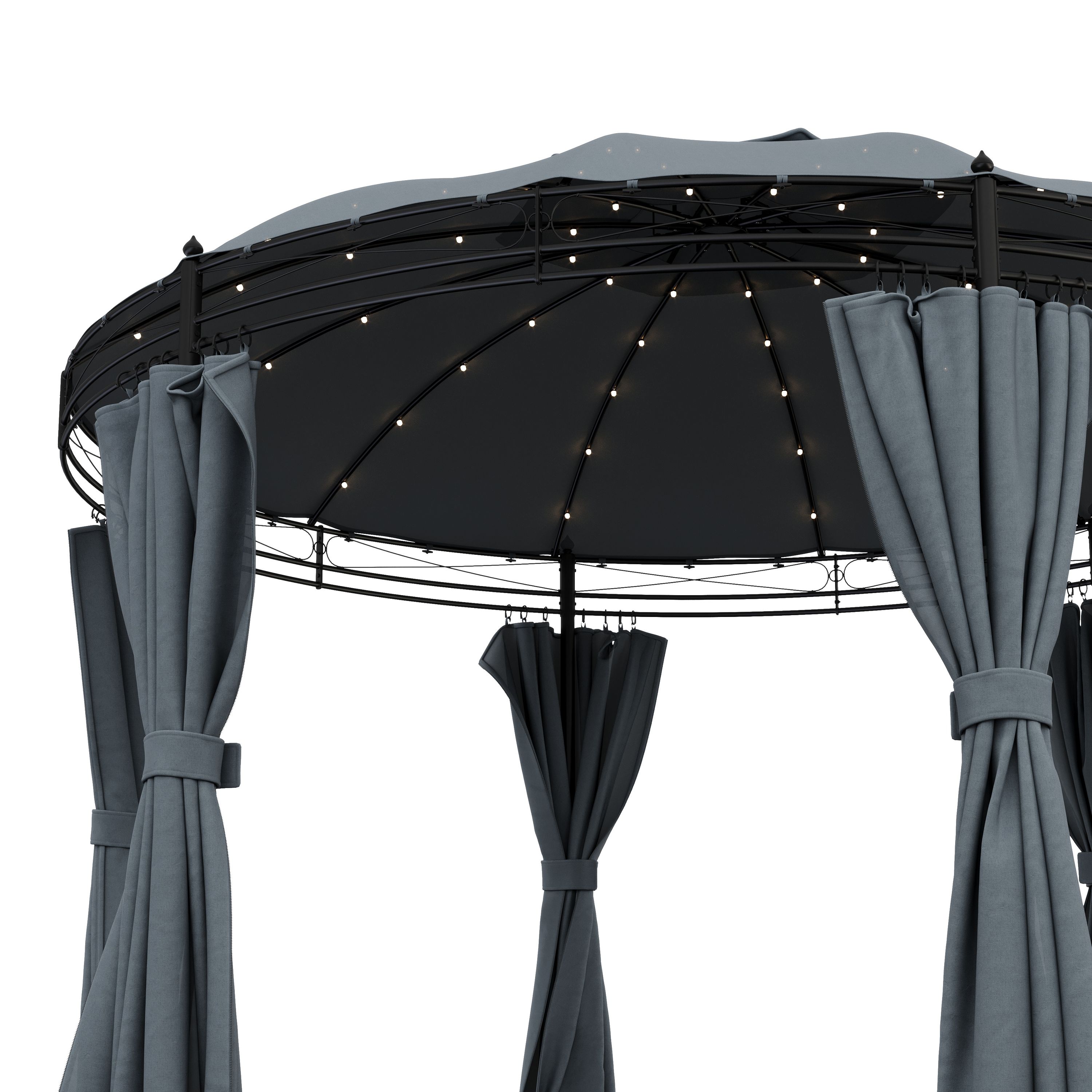 Gartenpavillon LED ROYAL 3.5 m rund grau