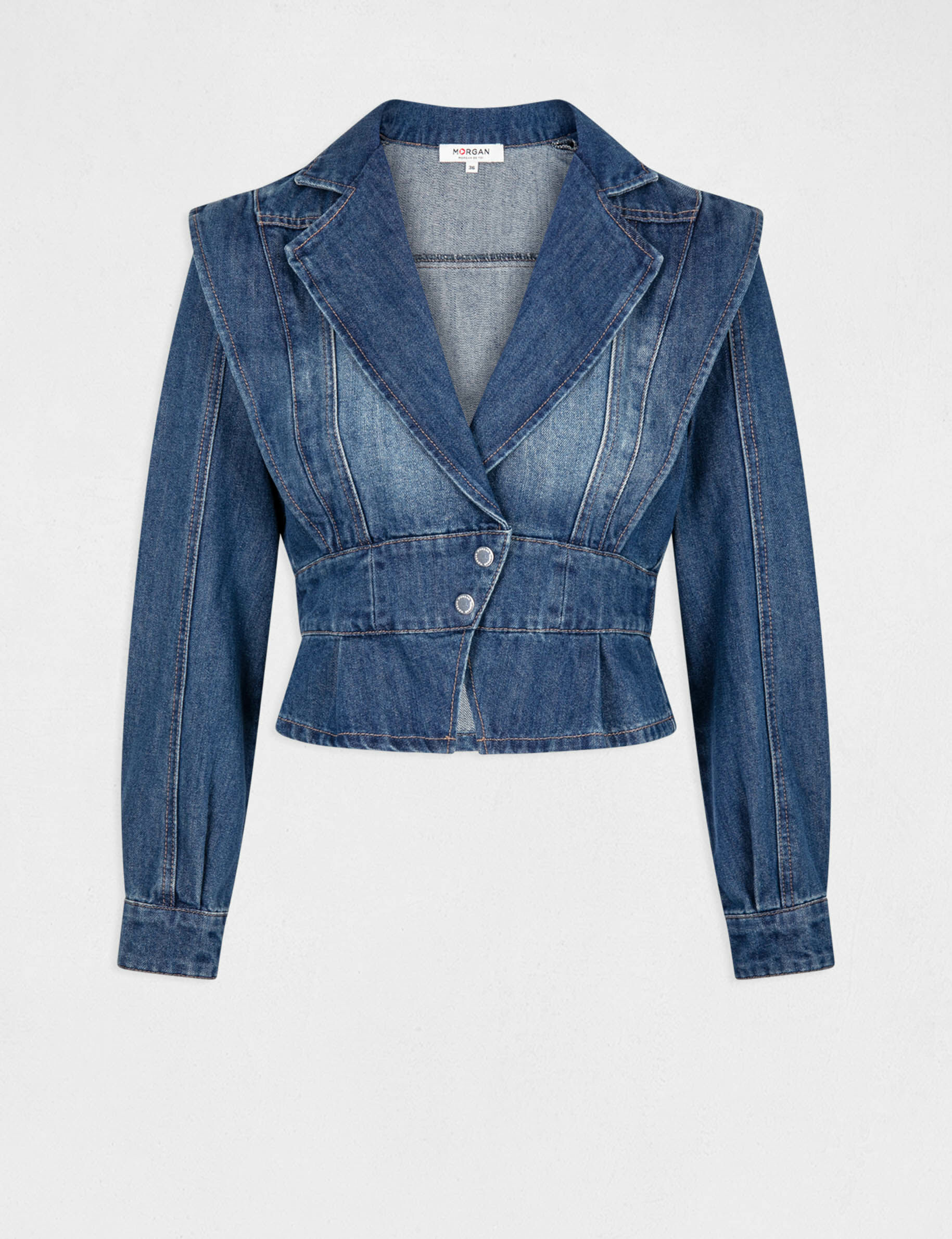 Veste cintrée en jean avec épaulettes jean stone femme - jean_stone