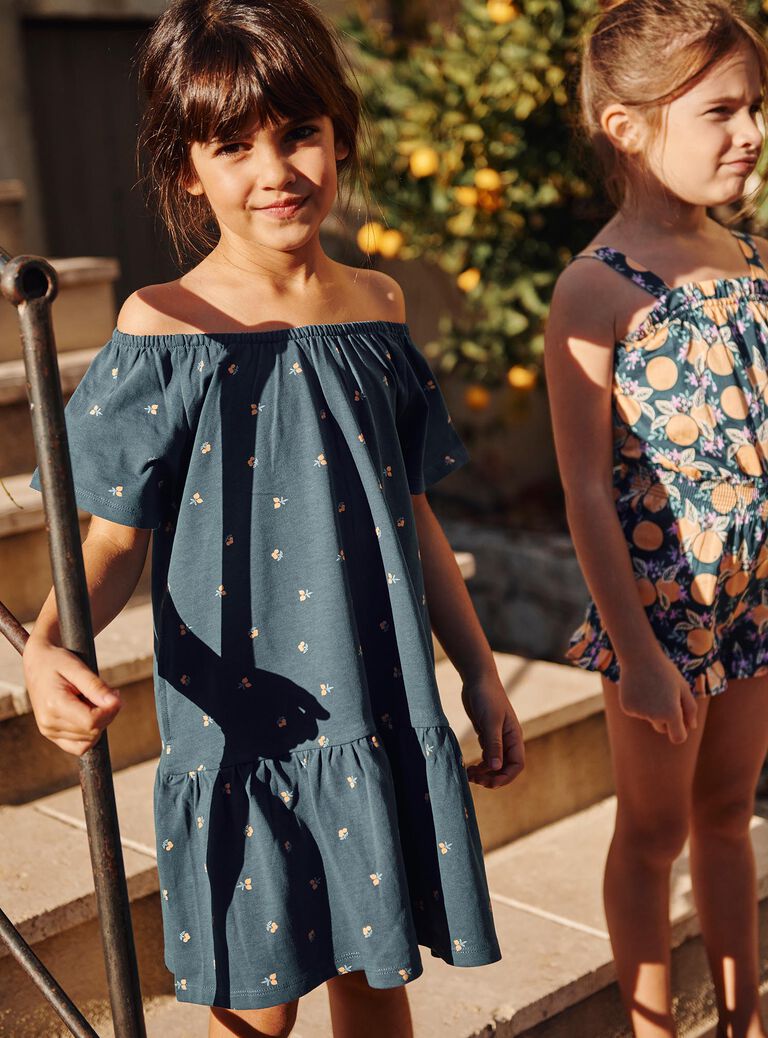 Robe bleu marine à imprimé clémentine