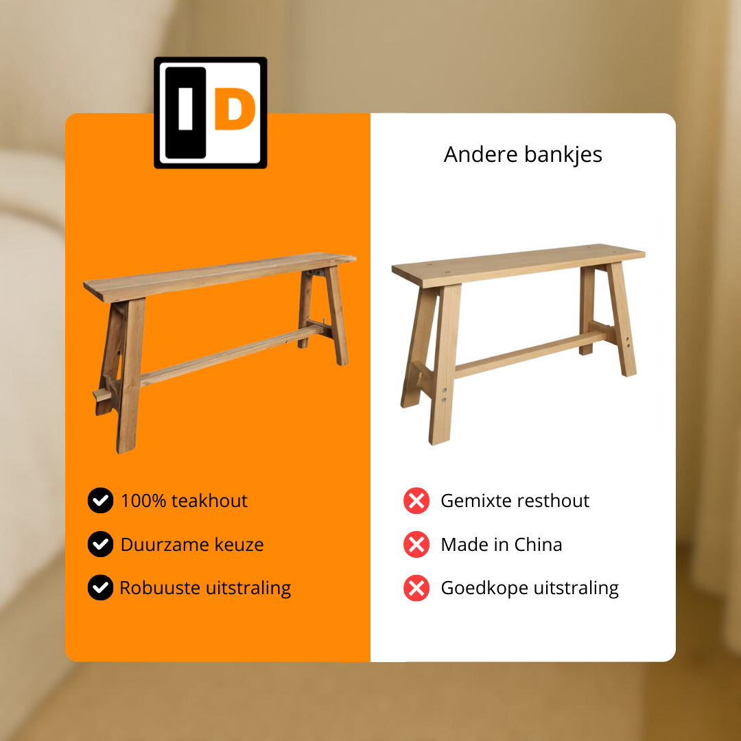 Teakhouten Krukje 100cm - Naturel
