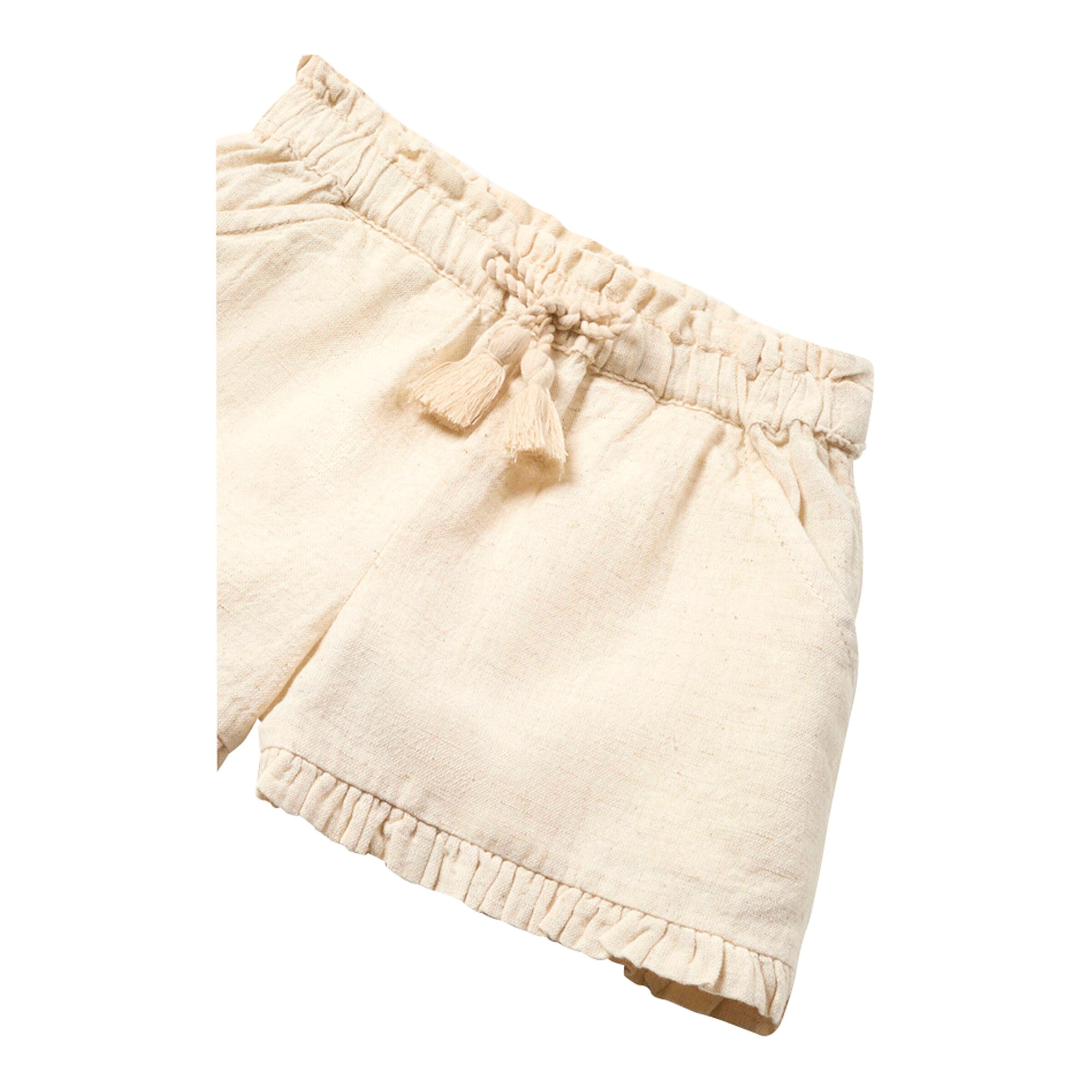 Mayoral Shorts mit Leinenanteil Rüschen beige
