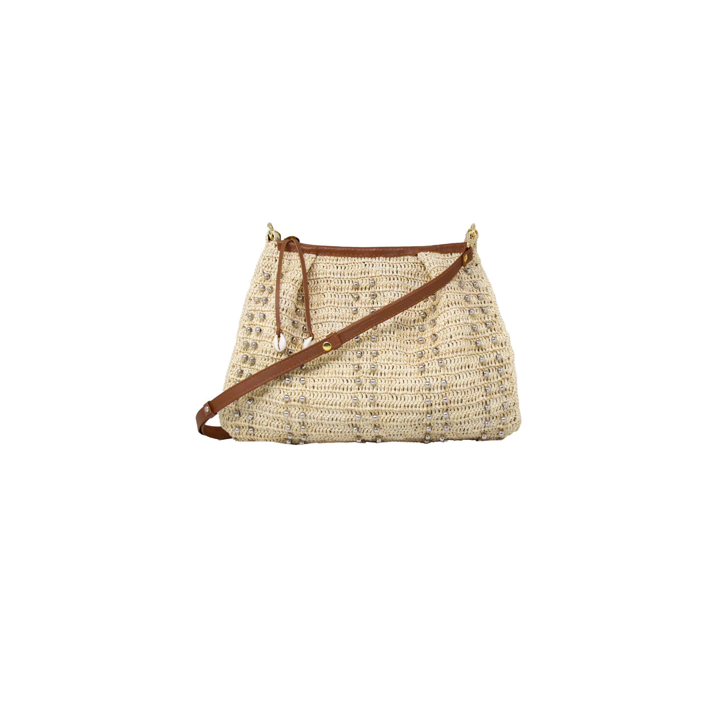 Pochette bandoulière à détails métalliques