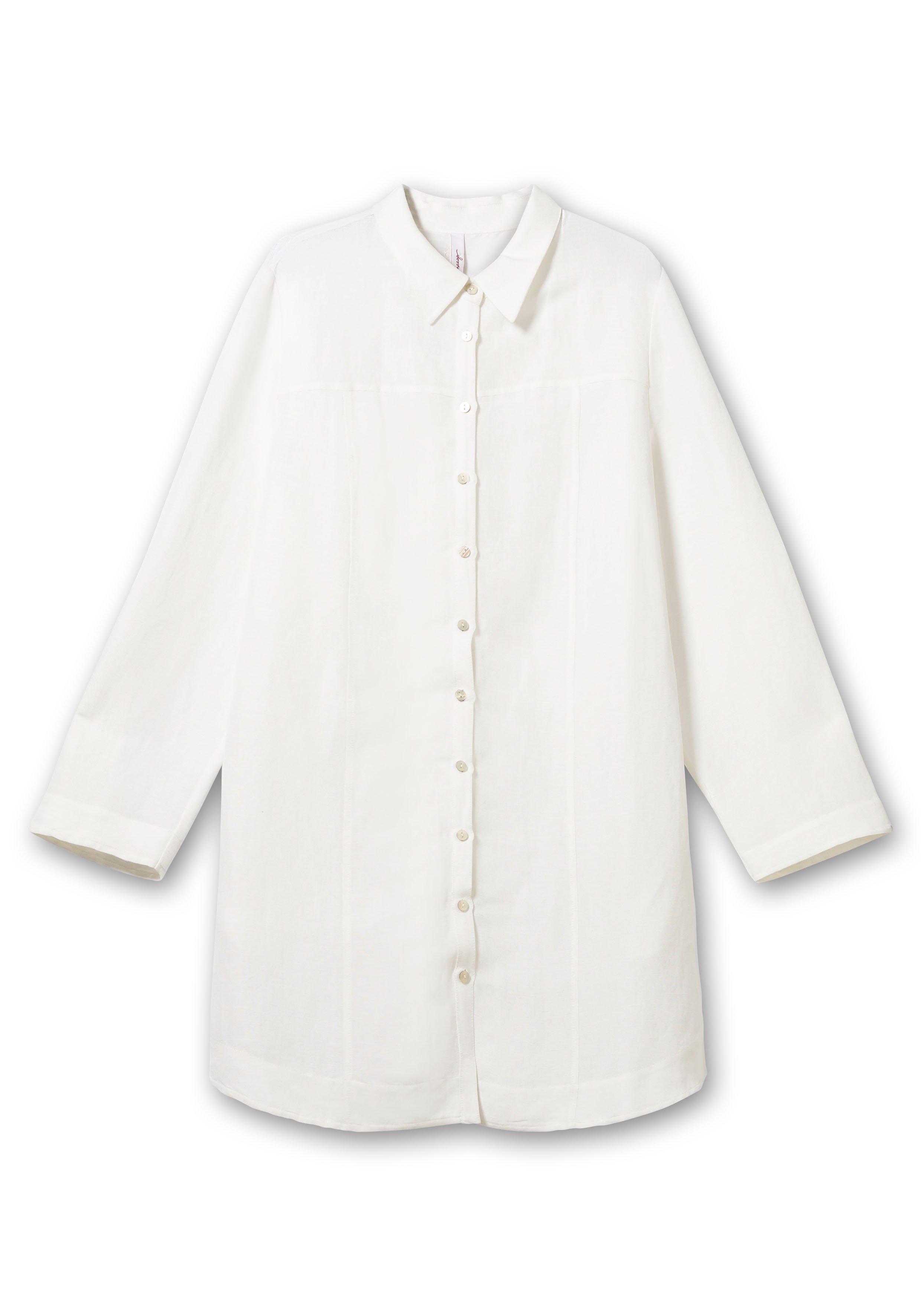 Longbluse in Leinenoptik, mit Gummizug hinten