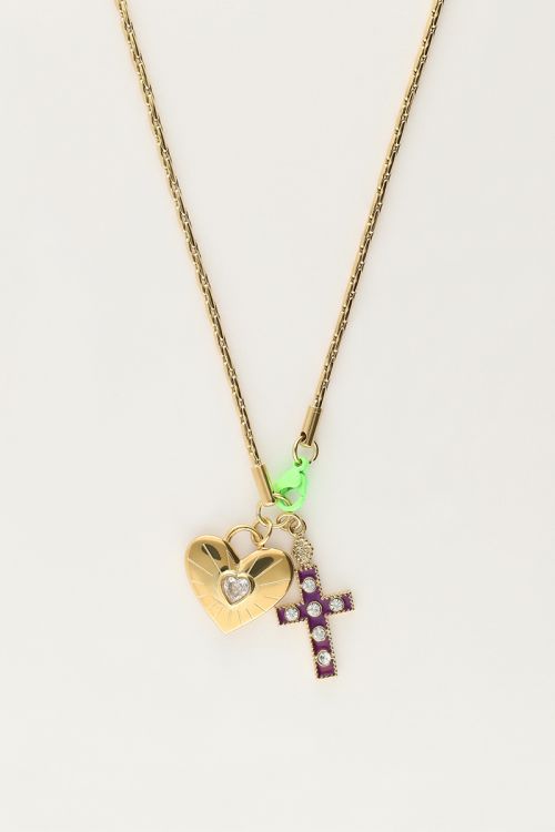 Candy ketting met bedels en groen slotje