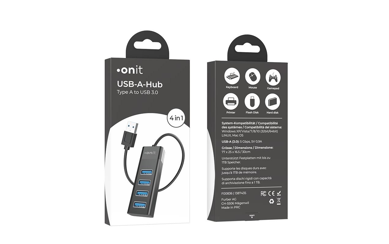 USB-A-Hub 4ALeichter und kompakter Hub mit 4 USB-A-Ports