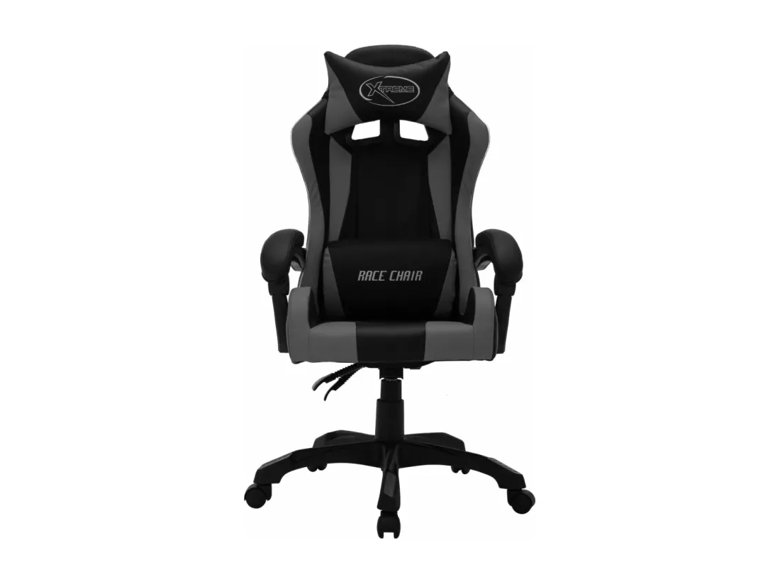 Fauteuil de jeux vidéo avec LED RVB Gris et noir Similicuir