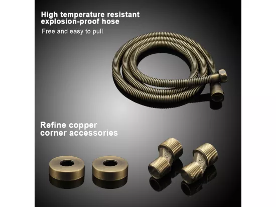 AURALUM MAX Colonne Douche Laiton Rétro Système de Douche Réglable Ensemble de Douche Mural Set Kit Douche Bronze Mitigeur Douche pour Salle de Bain