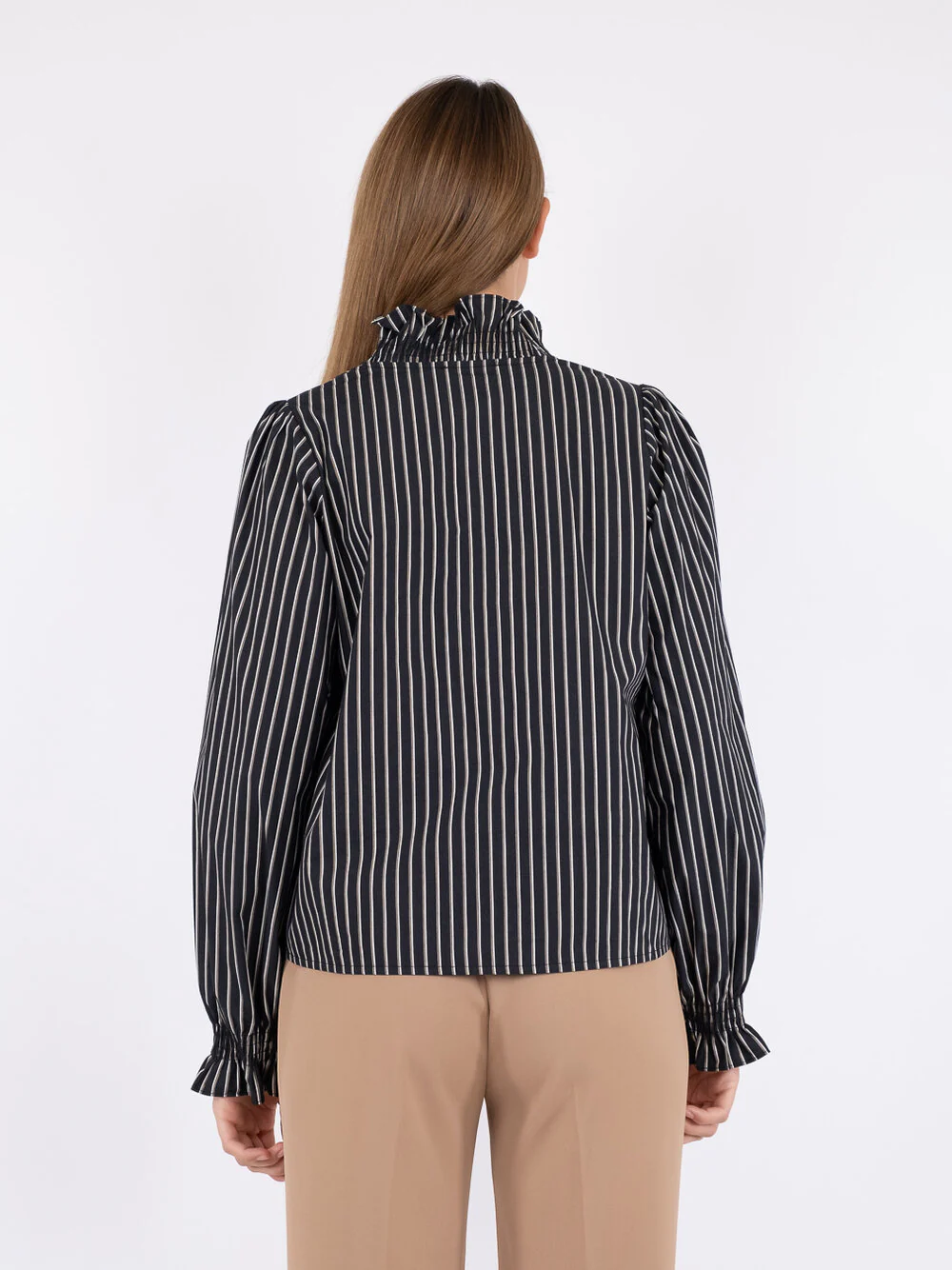 Neo Noir  Brielle Tone Stripe skjorte - sort