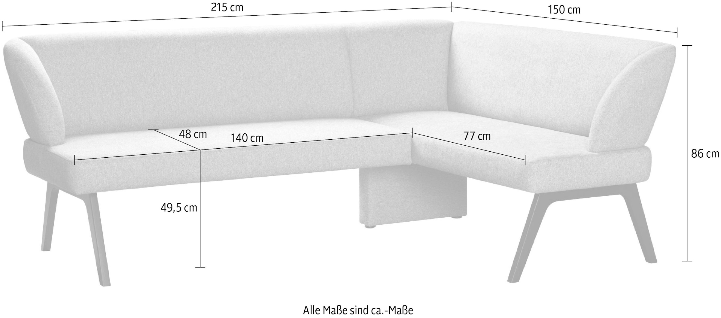 Home affaire Eckbank »Aretha Küchenbank, Polsterbank, Esszimmerbank, Breite 215 cm« Moderne Bank in tollen Farben, Nosagfederung, anzahl Sitzplätze: 5