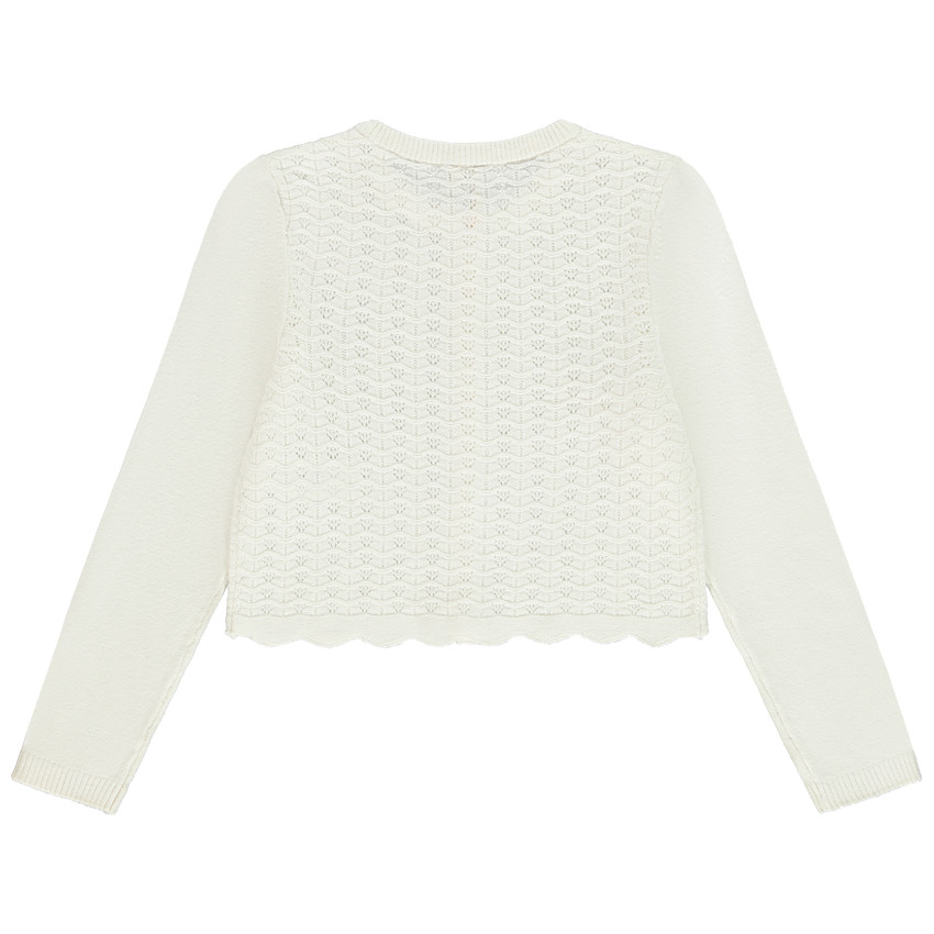 Gilet court en tricot ajouré pour fille