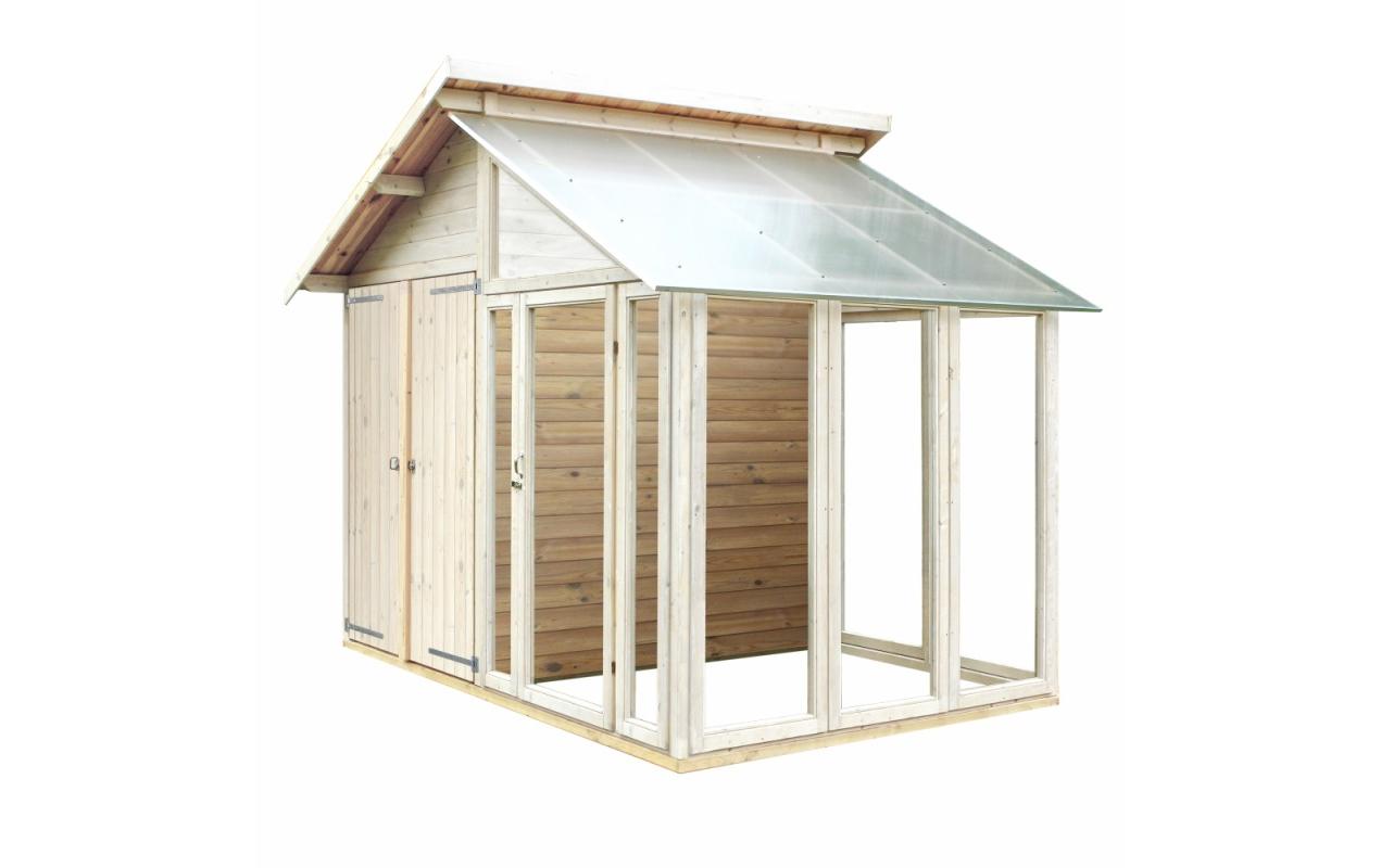 Abstellraum / Gewächshaus 6.6 m²<br>Komplette Lösung aus unbehandeltem Nadelholz und mit Boden