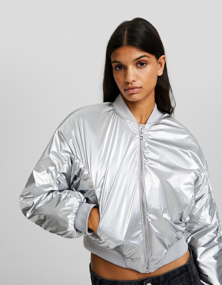 Jaqueta bomber metálica