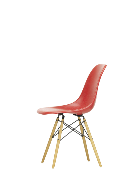 Vitra Eames DSW Fiberglass stoel geelachtig esdoorn, parchment
