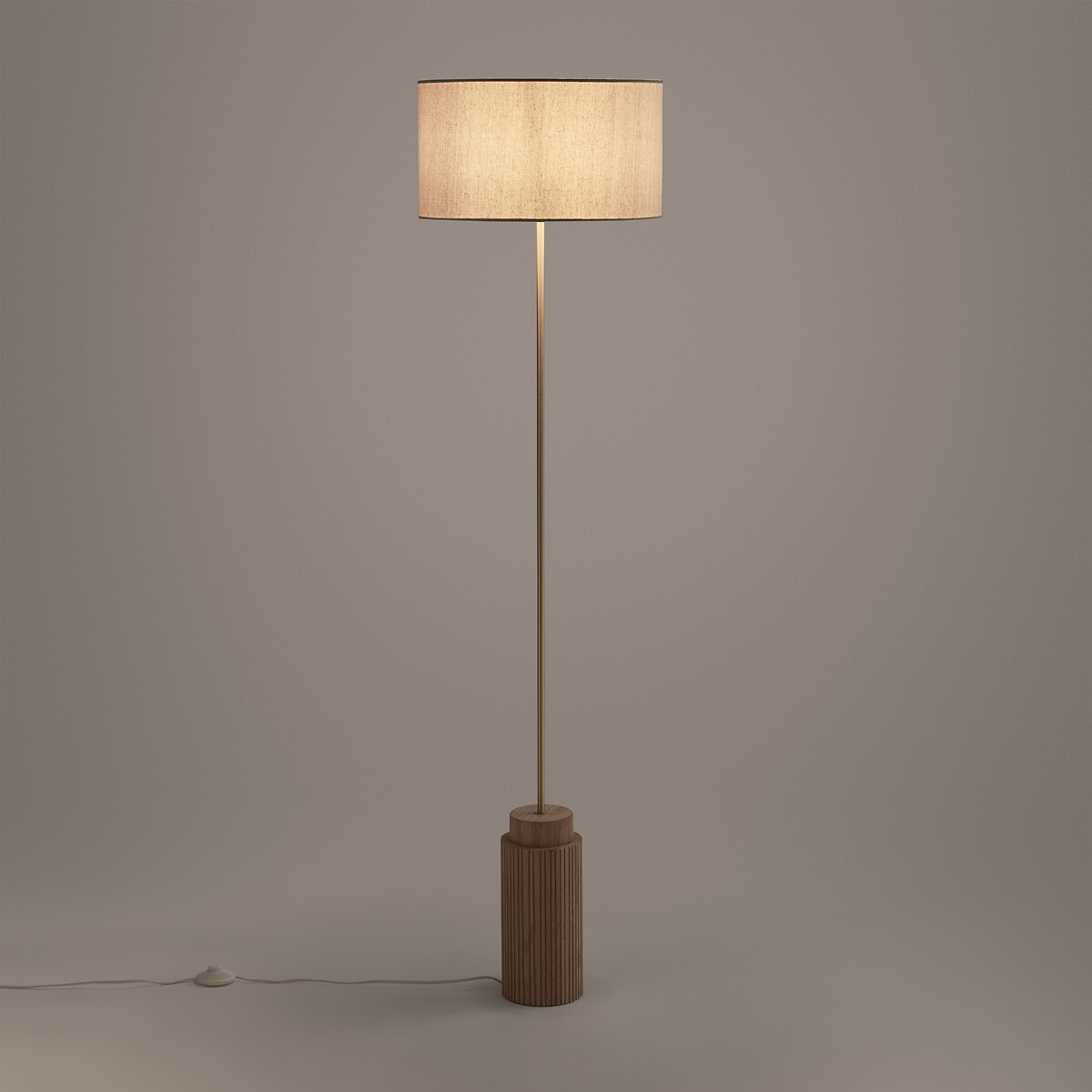 LA REDOUTE INTERIEURS<br>Luminária de chão em carvalho, metal e linho, Idna