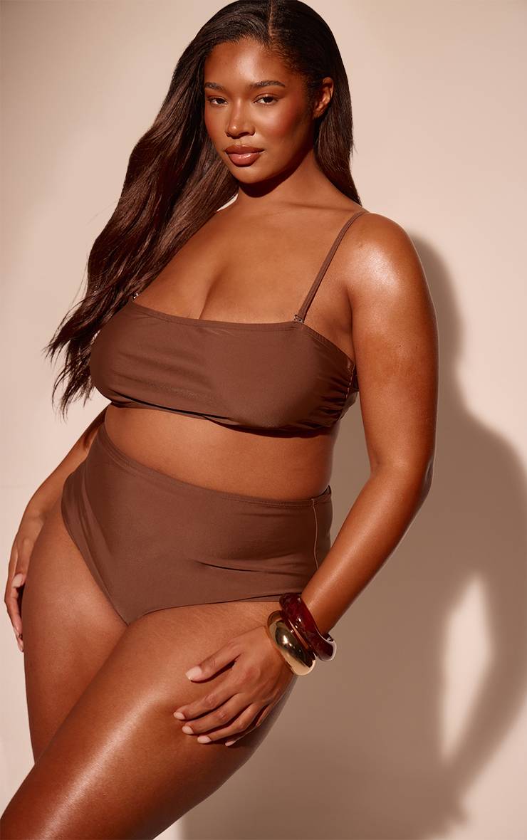 Marron Haut De Bikini Bandeau Basique Grande Taille