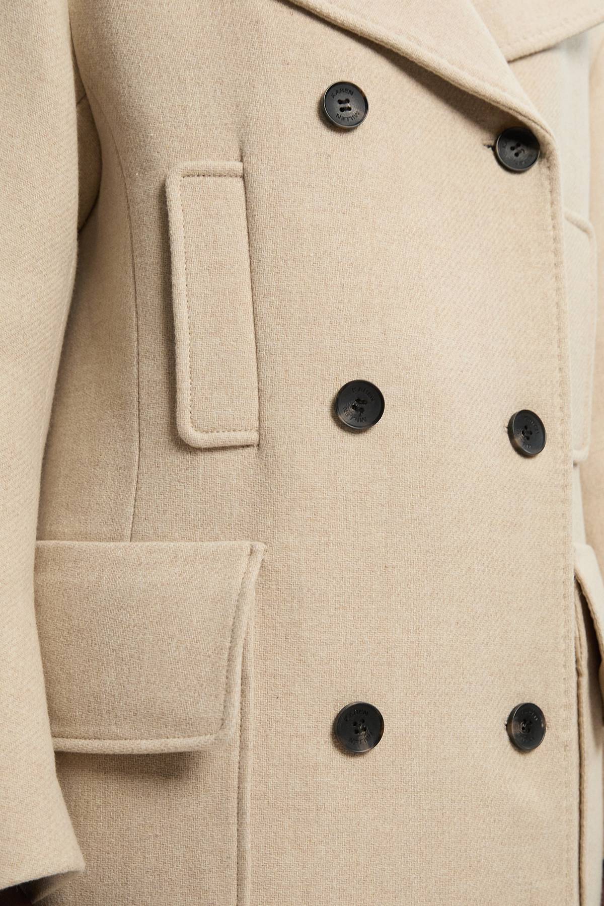 KarenMillen Manteau Midi Ajusté en Laine avec Poches Plaquées