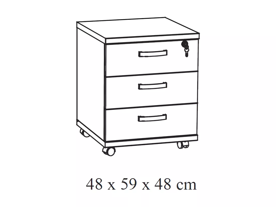 Caisson de rangement bureau 3 tiroirs coloris chêne brut | Collection YUKON | Meublorama