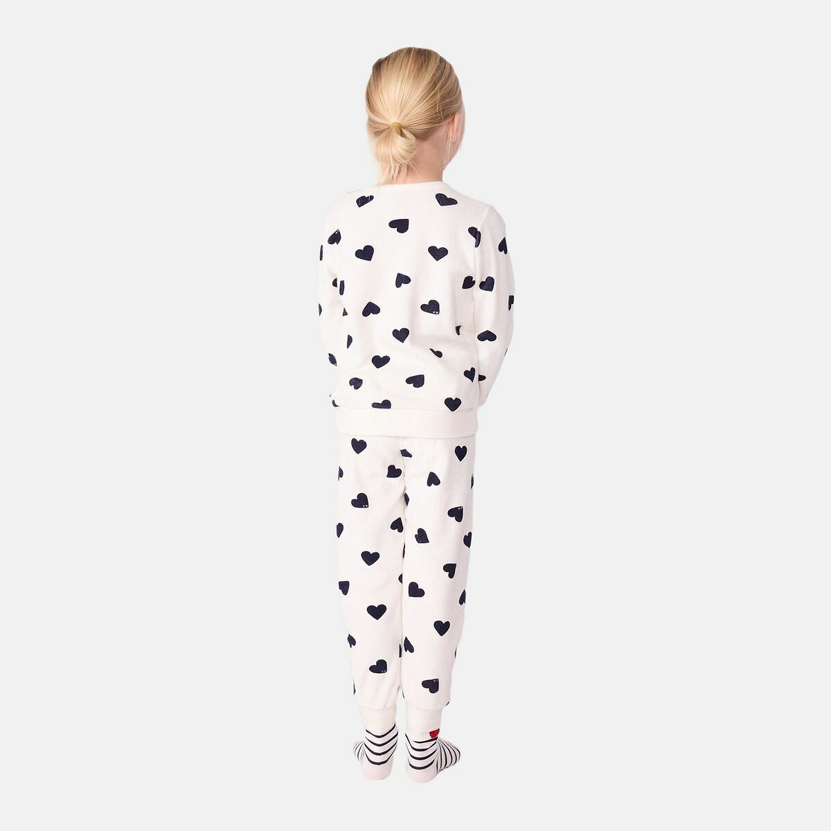 PETIT BATEAU<br>Pijama infantil de algodão felpudo com estampa de coração