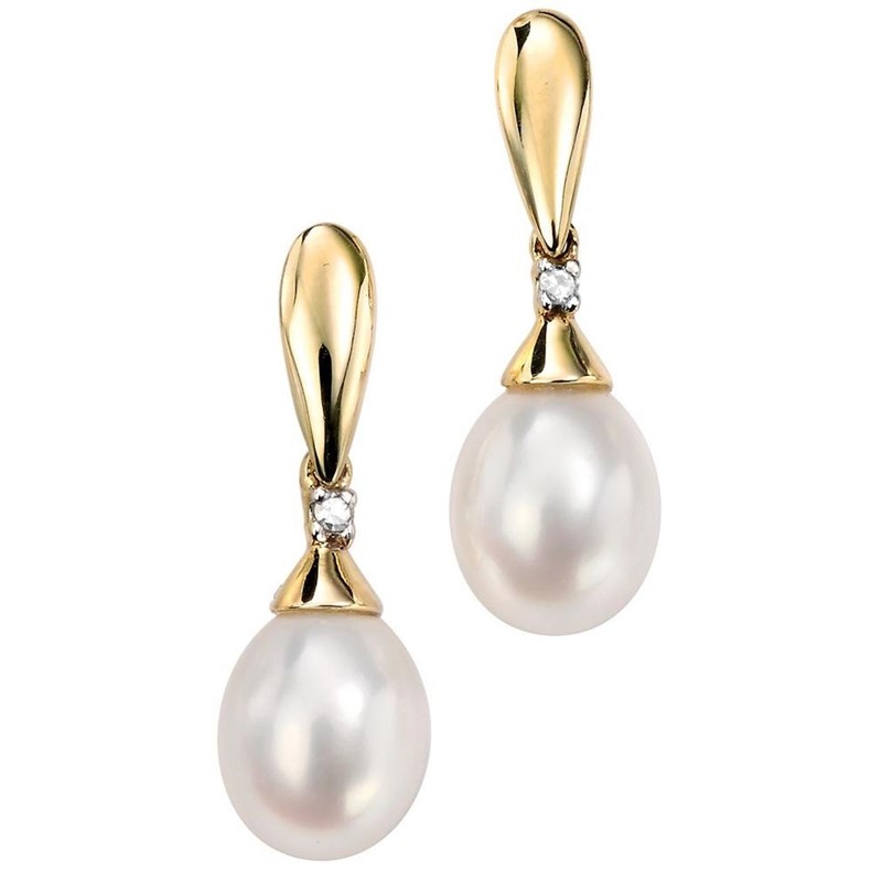 Boucle d'oreille perle et diamant en Or 375/1000