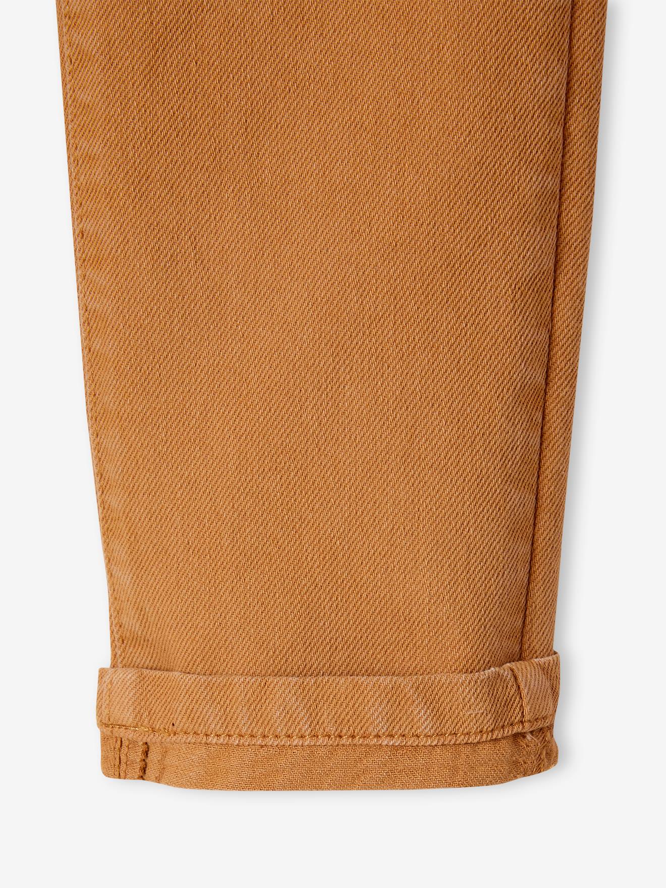Calça cargo de pernas largas para meninos, cor avelã
