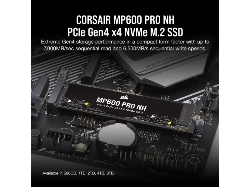 CORSAIR | MP600 PRO NH - SSD - krypteret - 8 TB - intern - M.2 2280 - PCIe 4.0 x4 (NVMe) - 256-bit AES