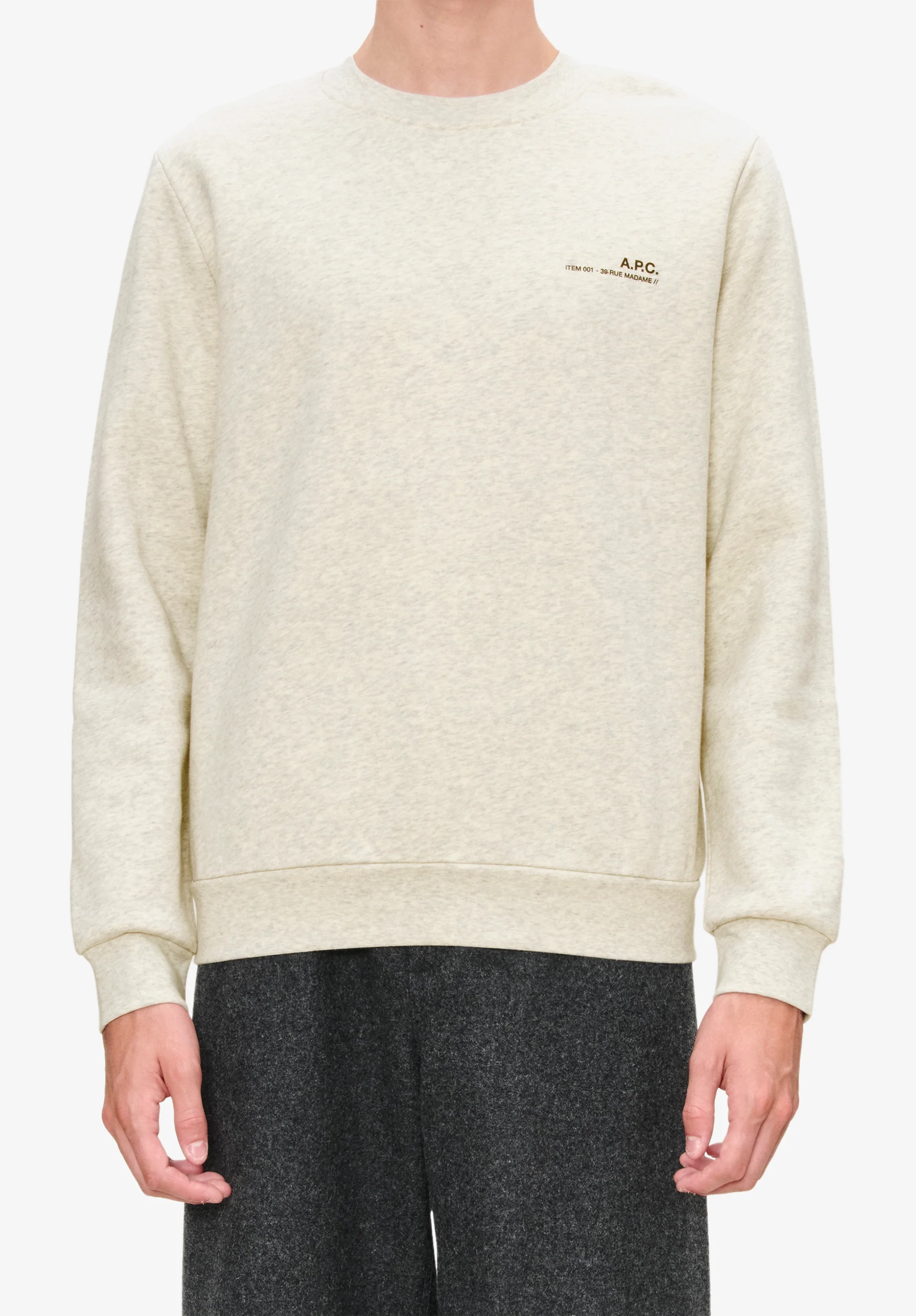 Sweat standard item unisexe - Ecru chine / marron