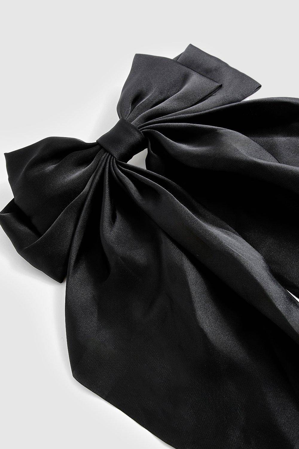 boohoo Barrette à cheveux large en satin avec nœud noir