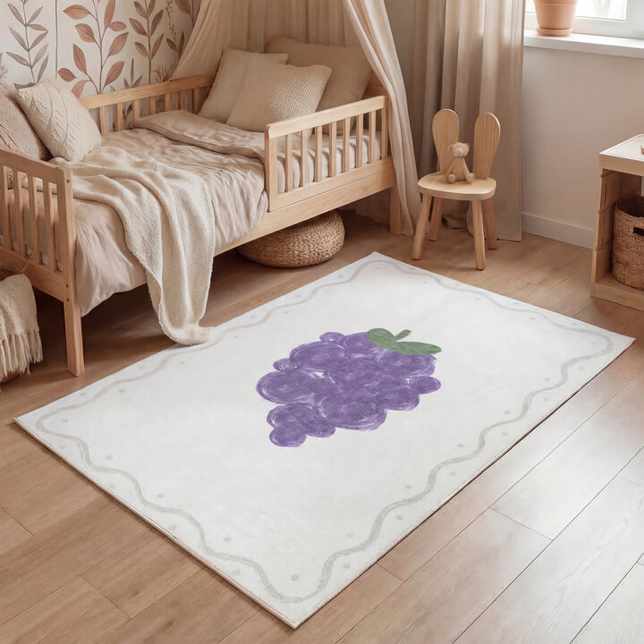 Wasbaar kindervloerkleed - Mick Druif Paars