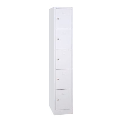Vestiaire 1 colonne soit 5 cases monobloc - H180 x L30 x P50 cm - blanc