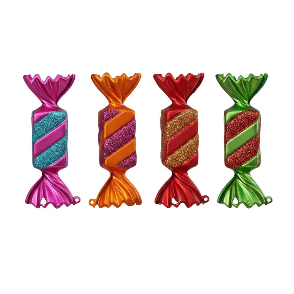 Christmas goods Kersthangers - 4x - snoepjes - gekleurd - 10.5 cm