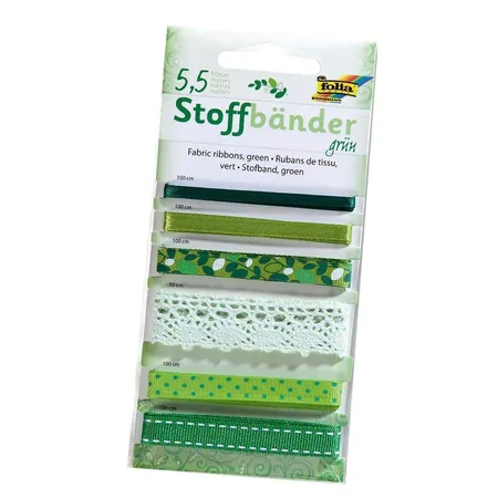 Folia Stoffbänder grün, 6 Stück