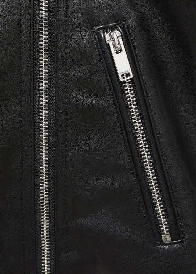 MANGO Leather-effect biker jacket Black