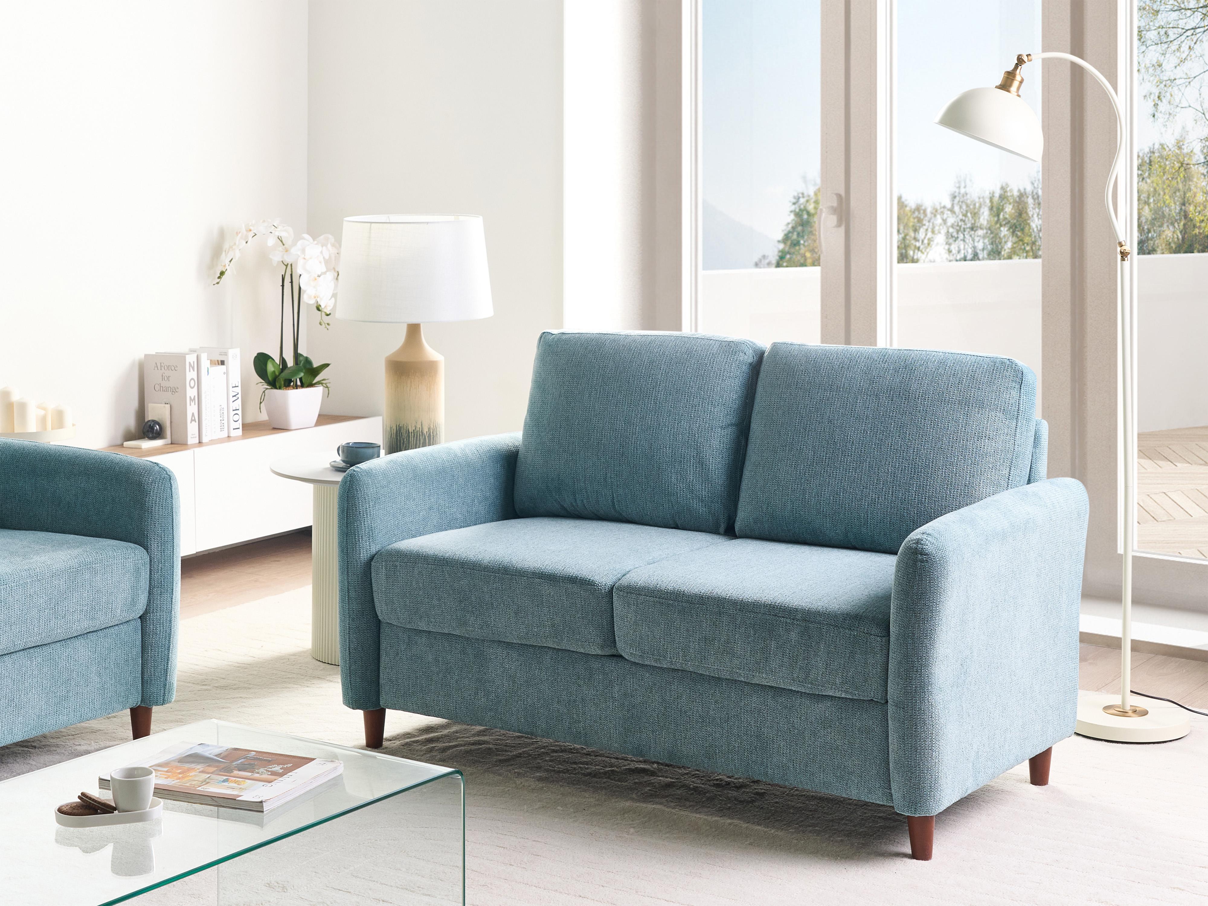 Bank 2-zits MARE Stof Blauw met opbergruimte