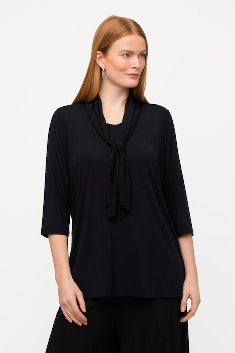 Shirt, Schluppe, V-Ausschnitt, 3/4-Arm, Modalmix