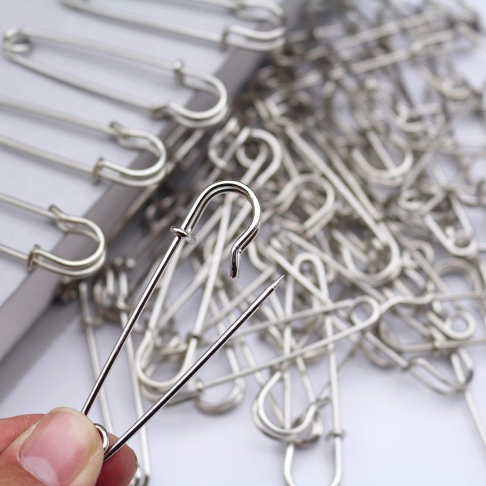 (50er Set) 5cm Sicherheitsnadel Mercerie Stichhalter Metall Kilt Pin - Silber