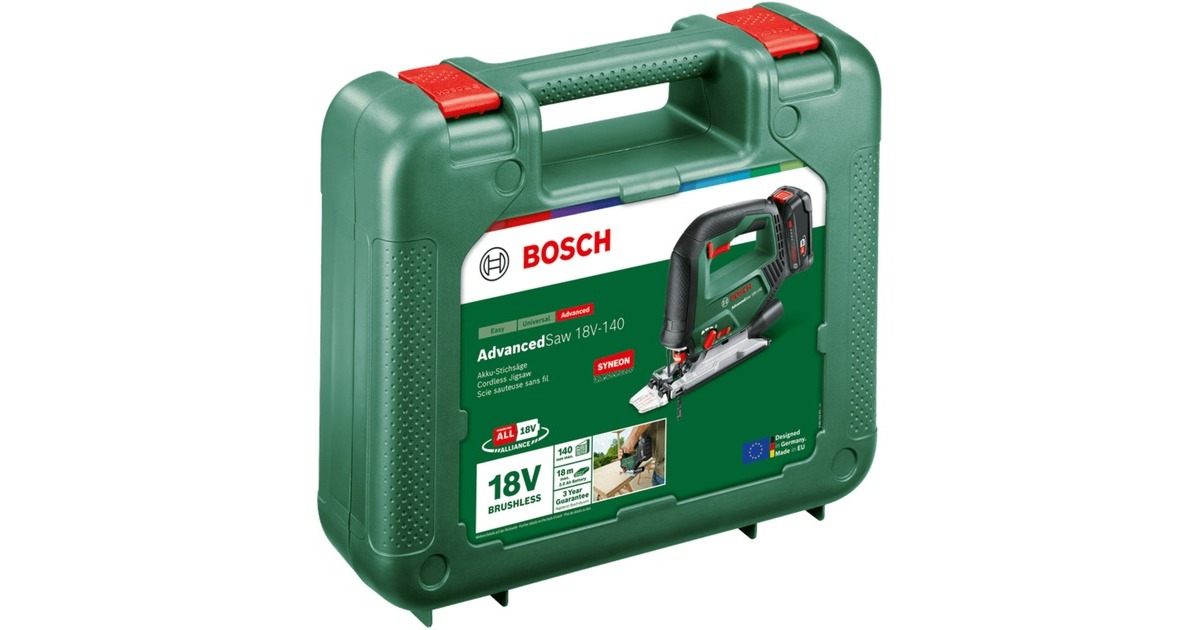 BoschAccudecoupeerzaag AdvancedSaw 18V-140 - 1x 2,0 Ah accu  (Groen, POWER FOR ALL ALLIANCE, Accu en oplader inbegrepen)