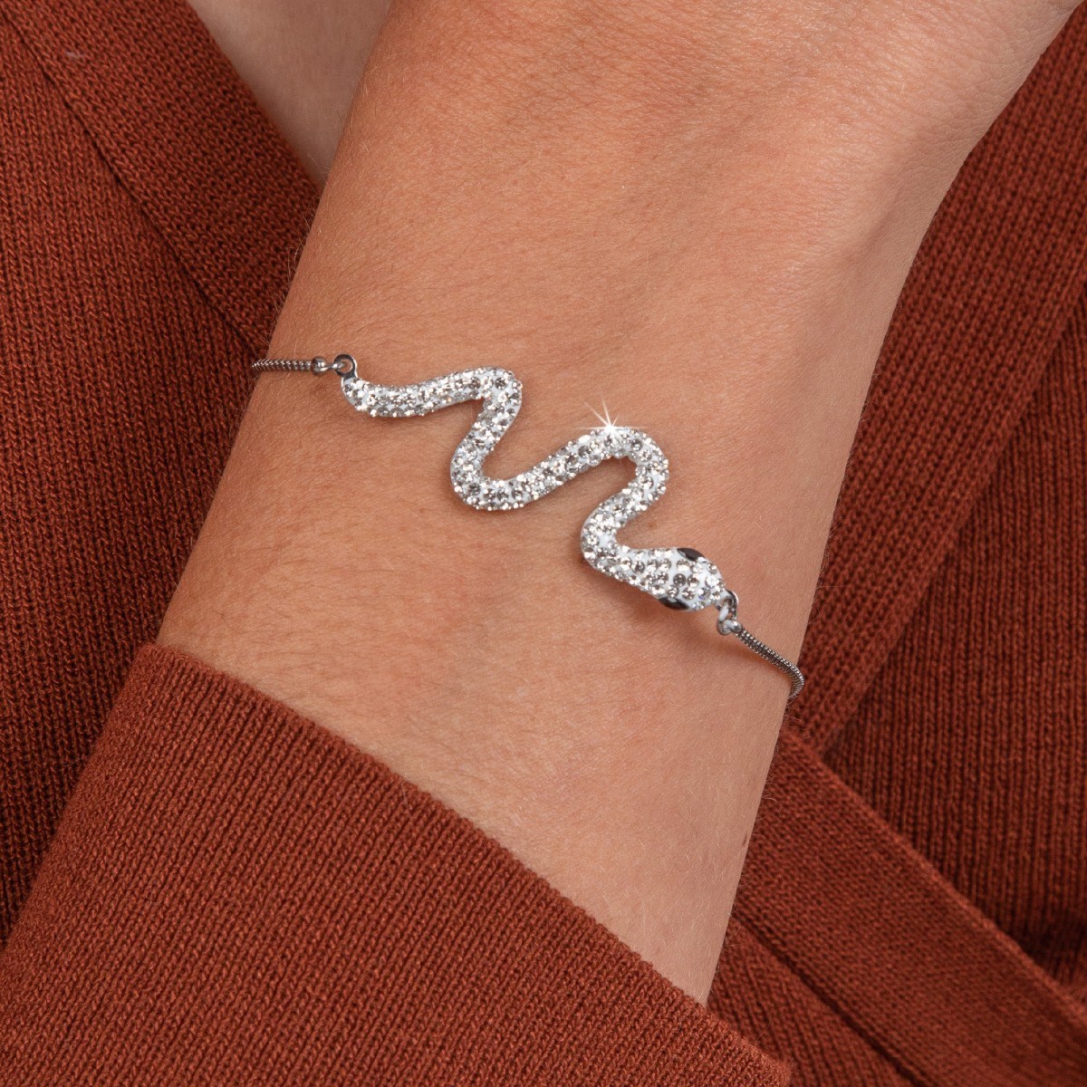Bracelet serpent en acier inoxydable SC Crystal