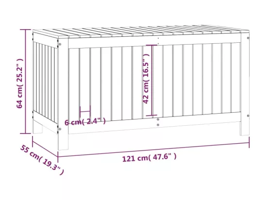 Boîte de rangement de jardin Blanc 121x55x64 cm Bois de pin
