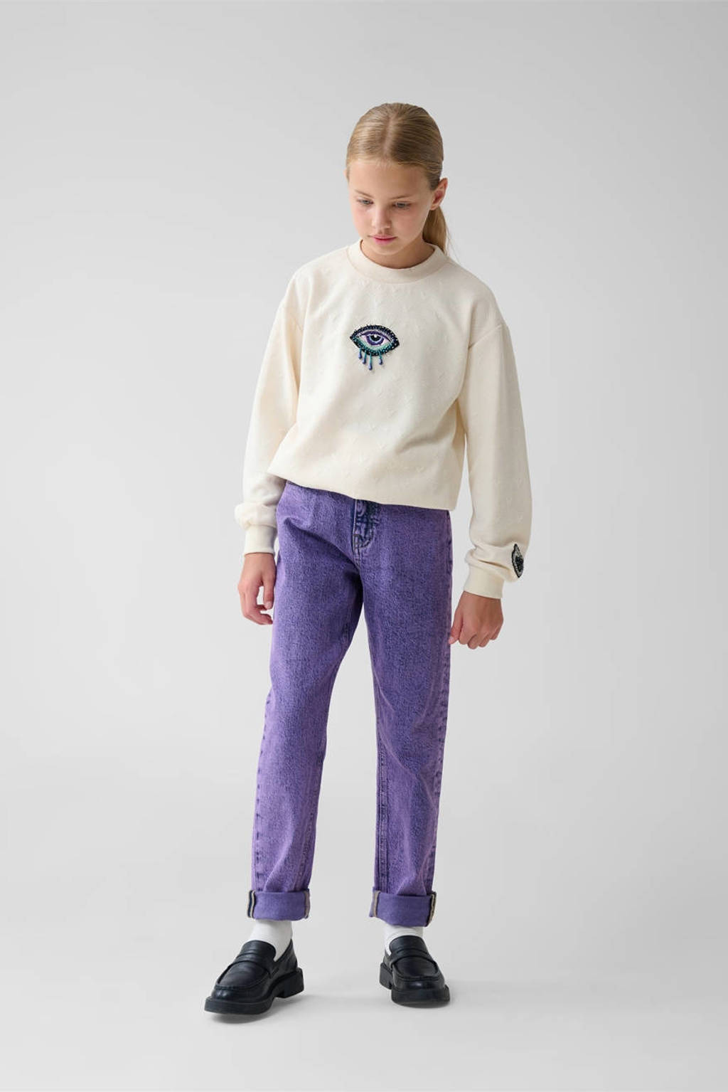 Shoeby high waist tapered fit jeans paars