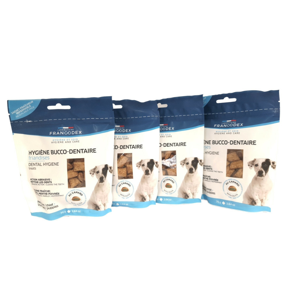 Pack friandises hygiène bucco-dentaire 4 x 75g pour chiot et petit chien mo