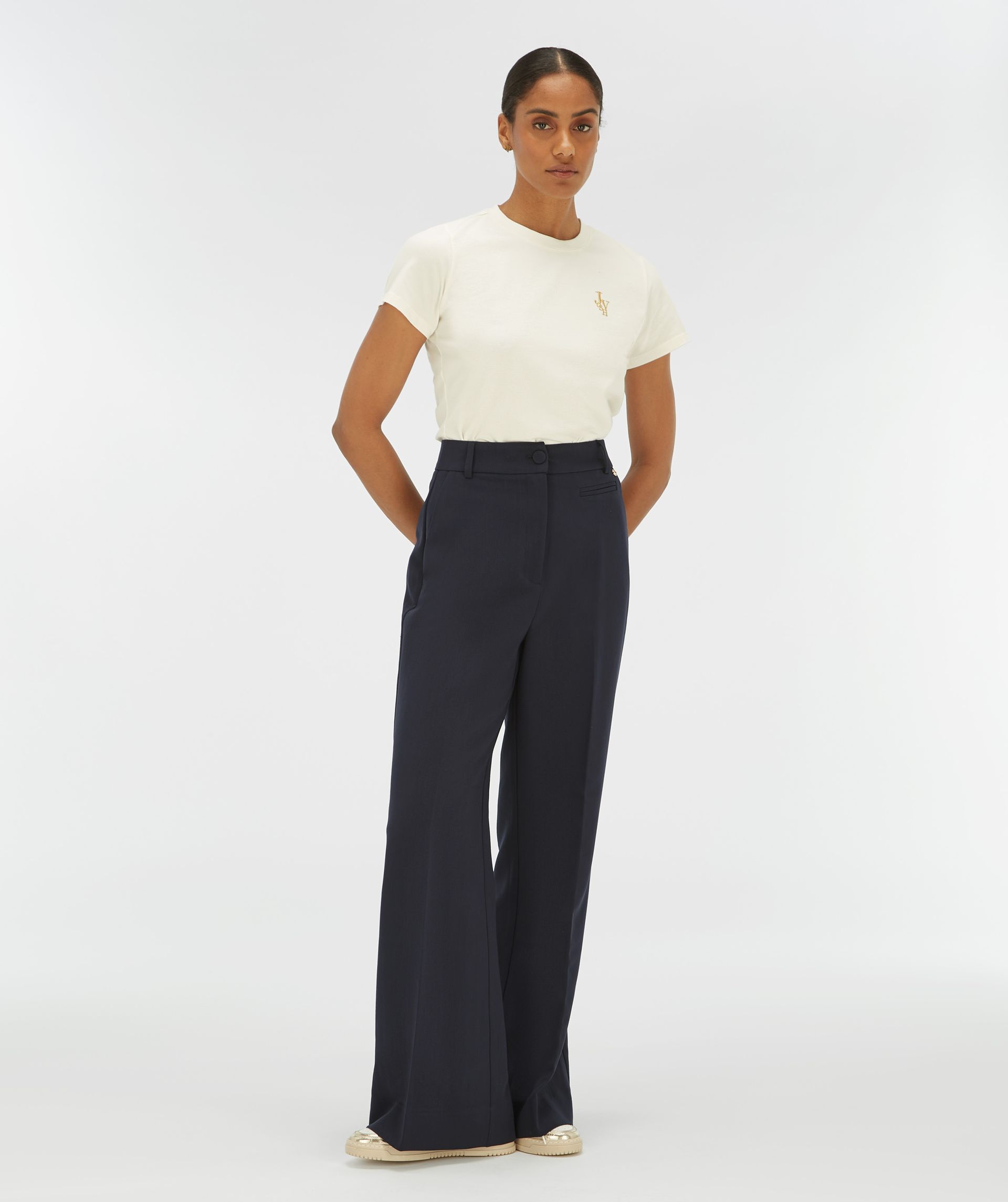 JV-ZOE EMBROIDERY slim fit T-shirt - off white