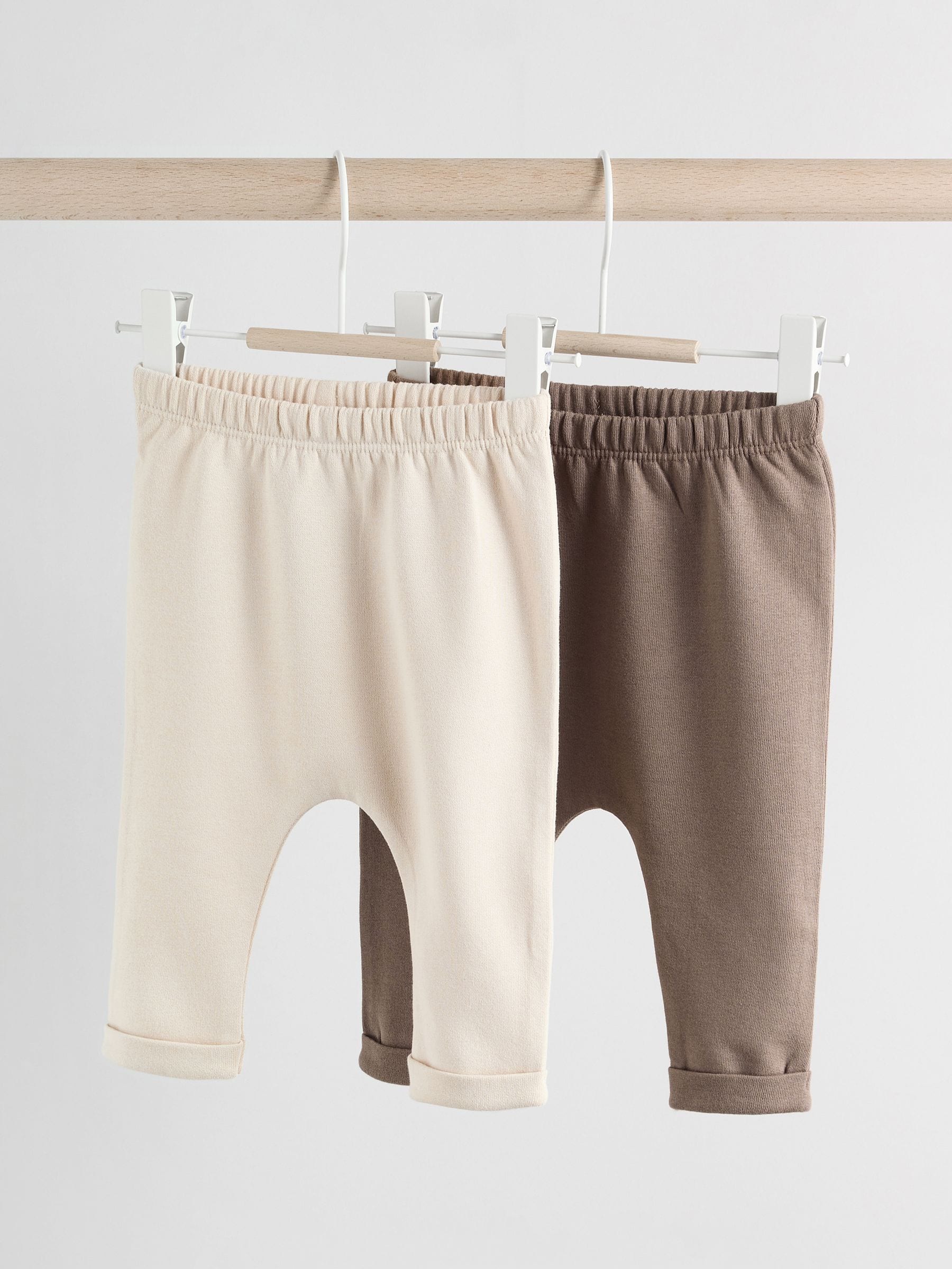 Neutraal met beren - Baby 100% Cotton Leggings 2 Pack (0mths-2yrs)
