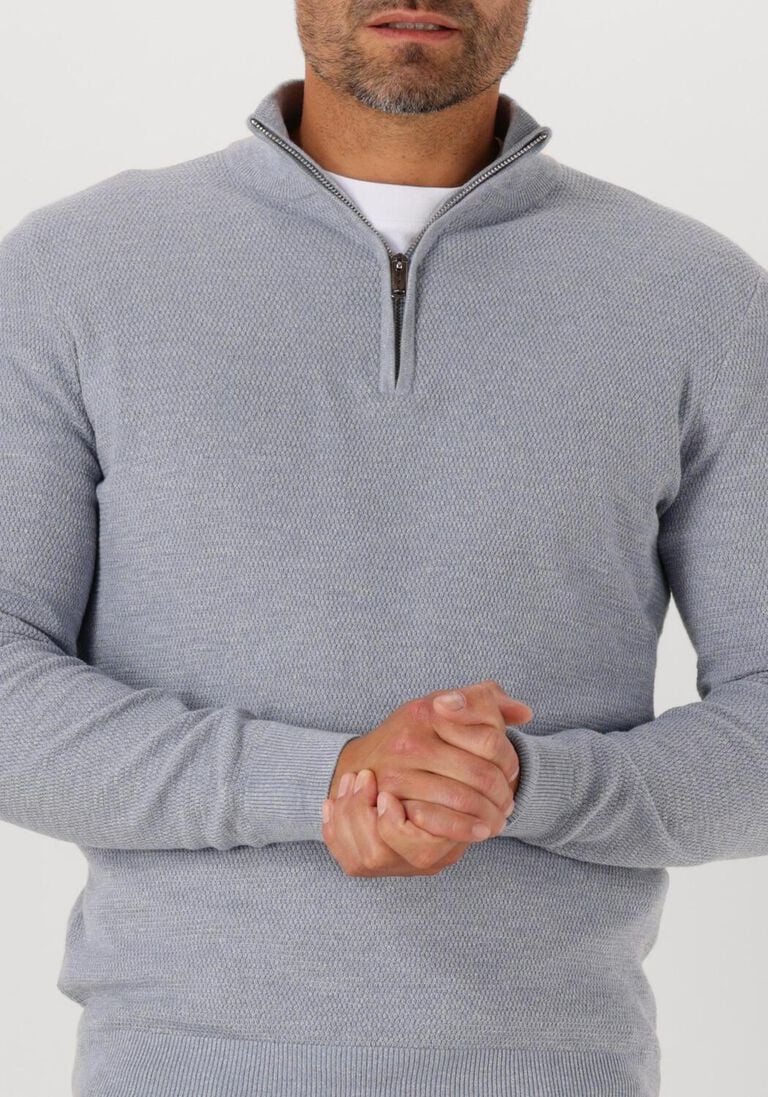grijze profuomo trui pullover half zip twinkle slub