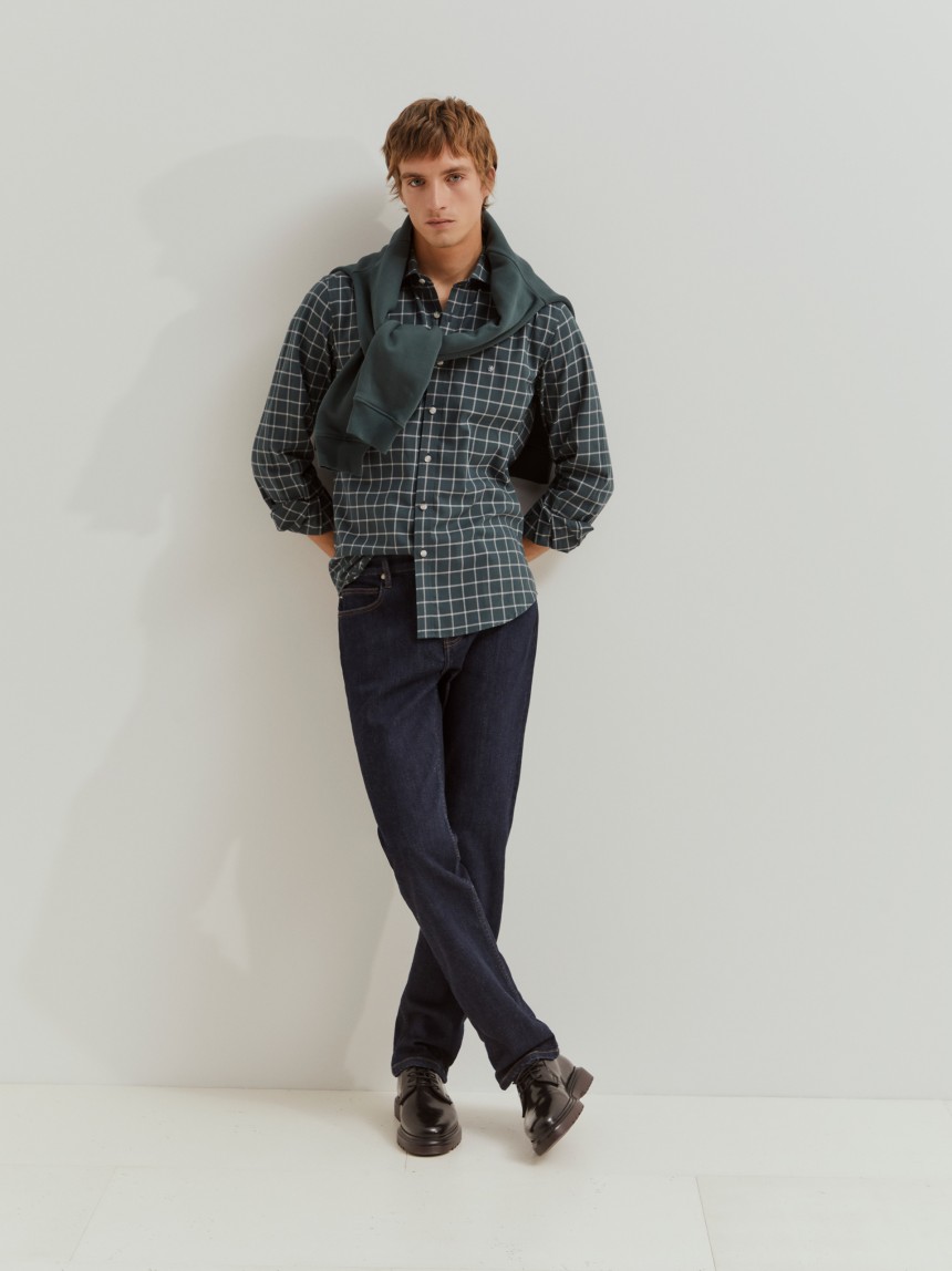 Camisa xadrez slim fit em algodão