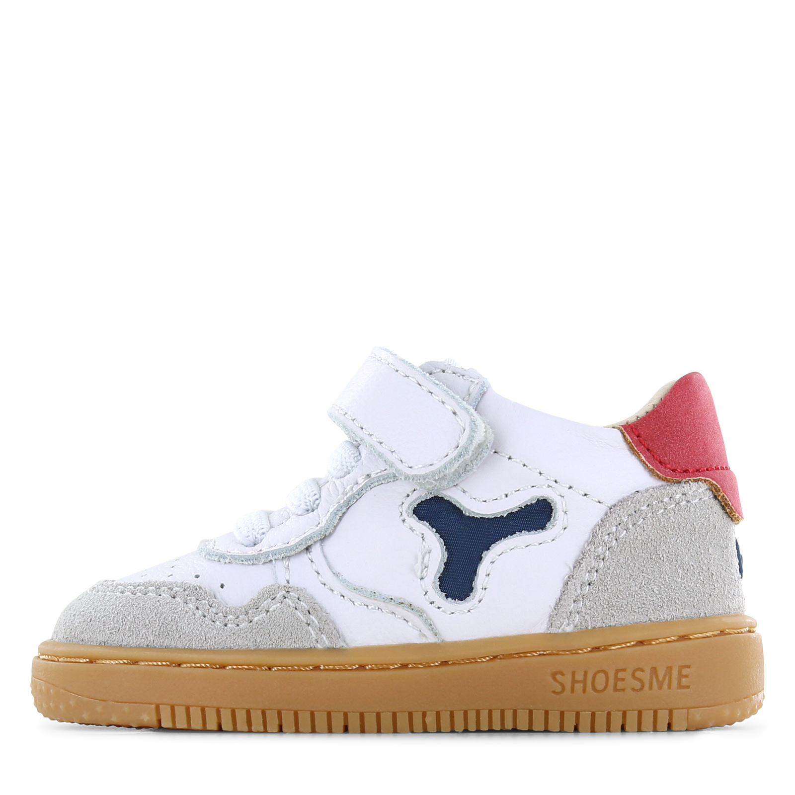 Shoesme witte sneaker met rood detail Leer, Suède | Jongens schoenen